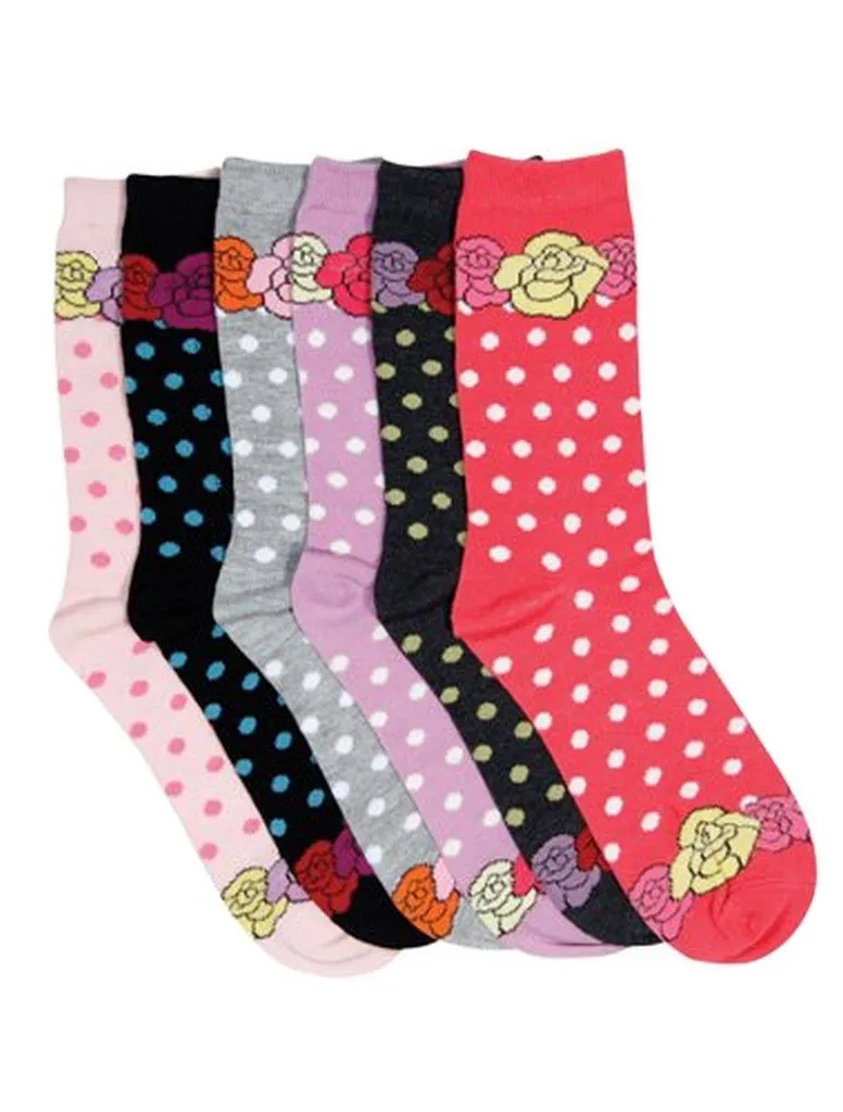 Sakkas Women's Poly Blend Soft and Stretchy Crew Pattern Socks Assorted 6-pack