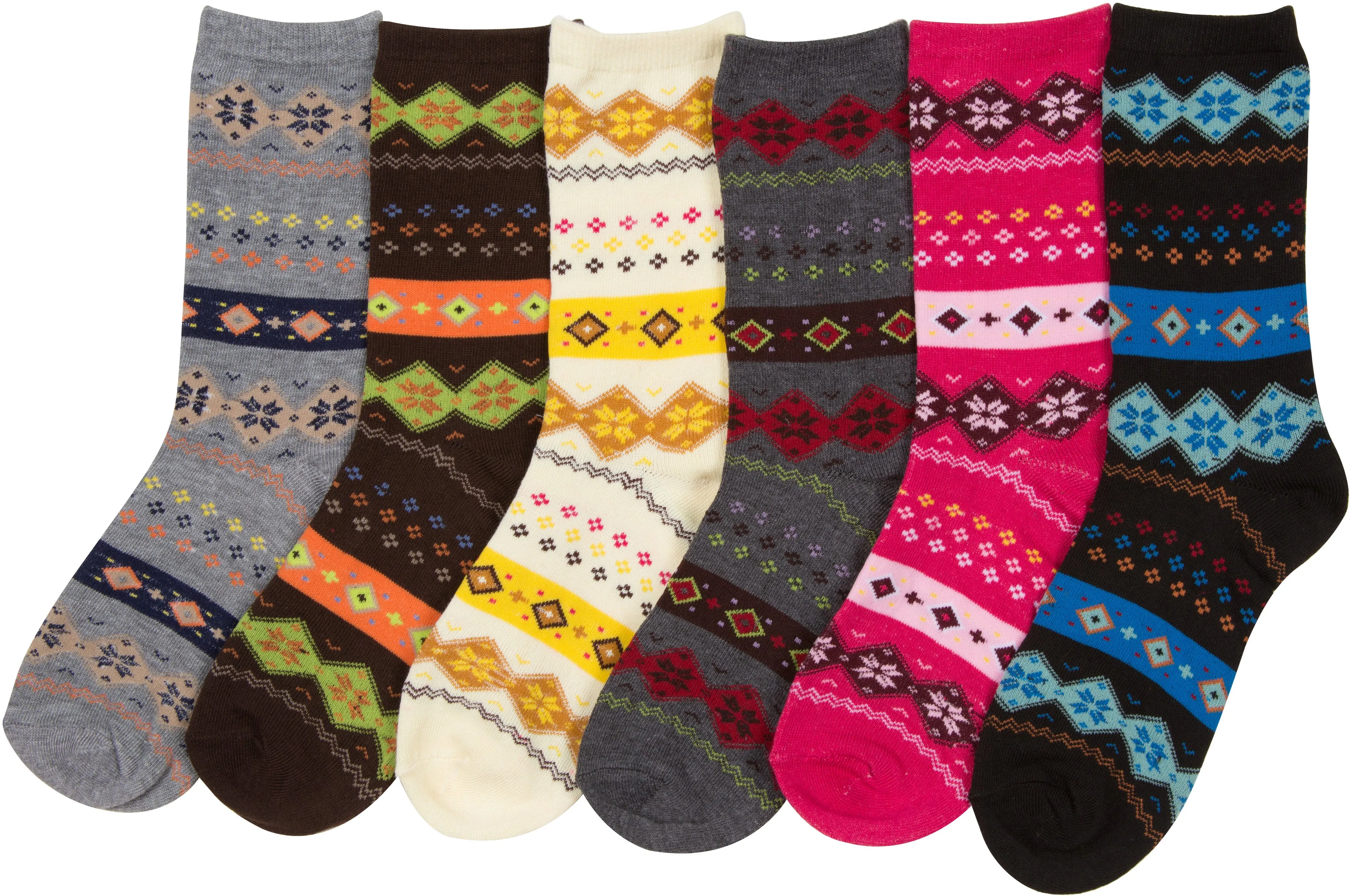 Sakkas Women's Poly Blend Soft and Stretchy Crew Pattern Socks Assorted 6-pack