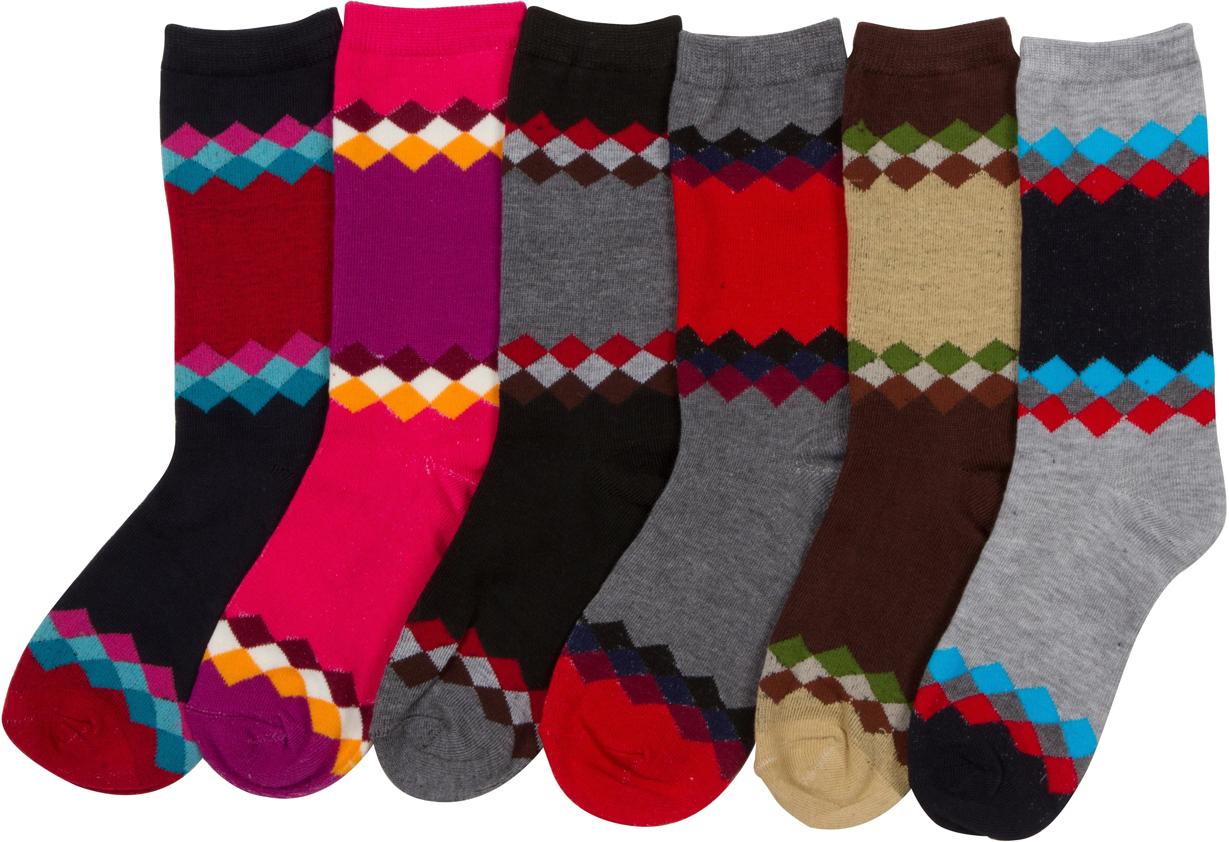 Sakkas Women's Poly Blend Soft and Stretchy Crew Pattern Socks Assorted 6-pack