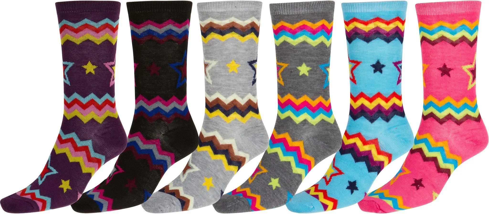 Sakkas Women's Poly Blend Soft and Stretchy Crew Pattern Socks Assorted 6-pack