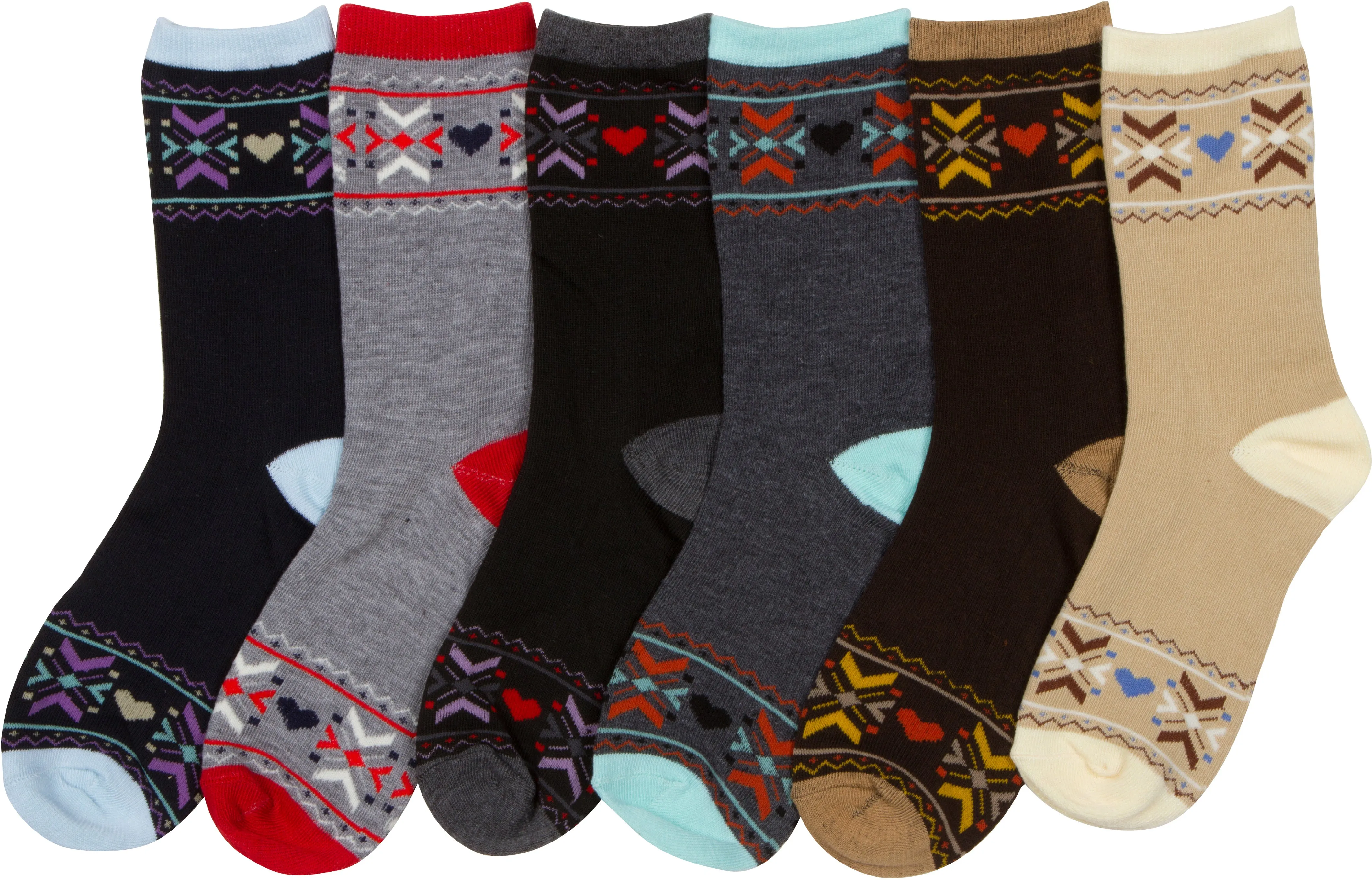 Sakkas Women's Poly Blend Soft and Stretchy Crew Pattern Socks Assorted 6-pack