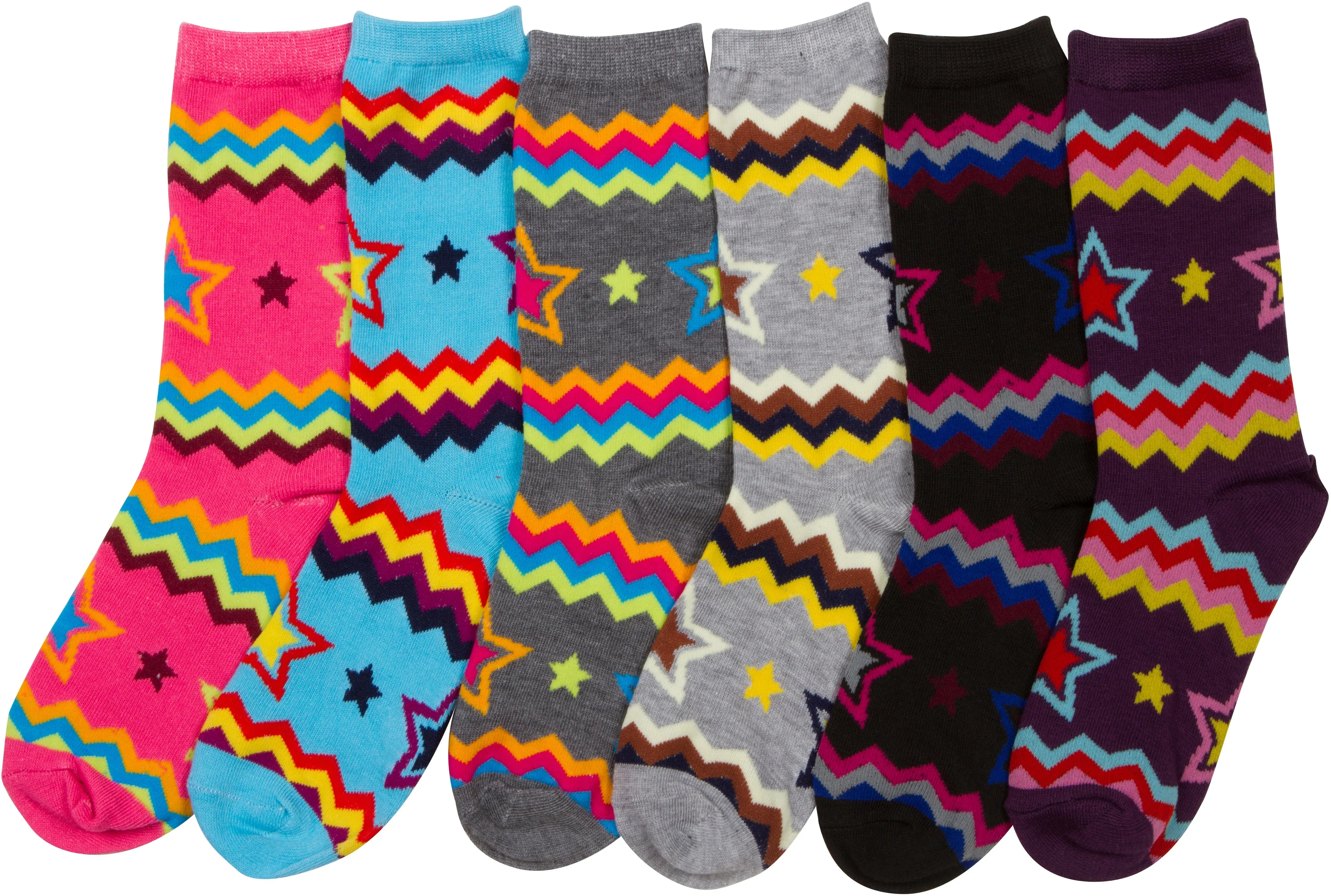 Sakkas Women's Poly Blend Soft and Stretchy Crew Pattern Socks Assorted 6-pack