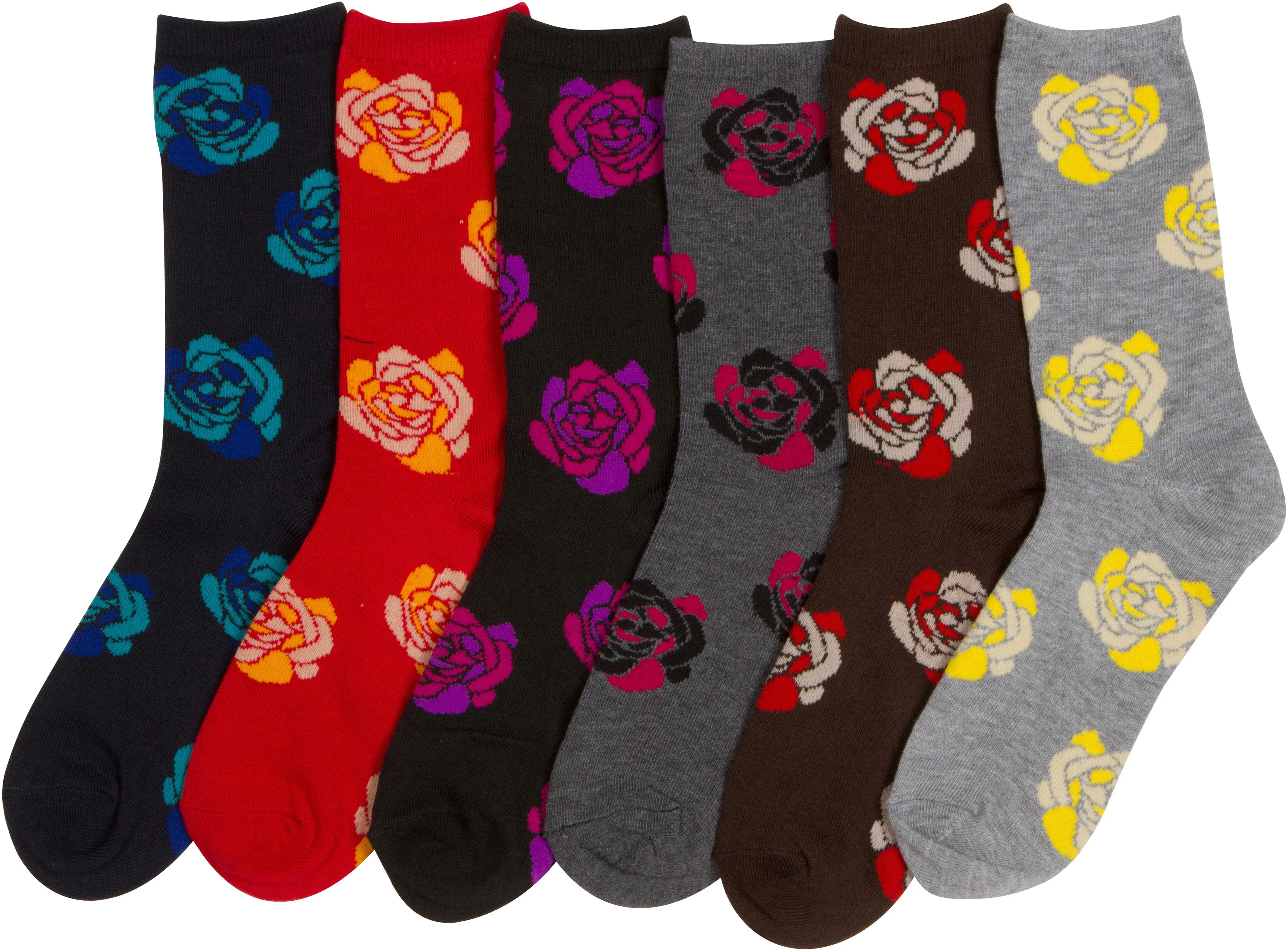 Sakkas Women's Poly Blend Soft and Stretchy Crew Pattern Socks Assorted 6-pack