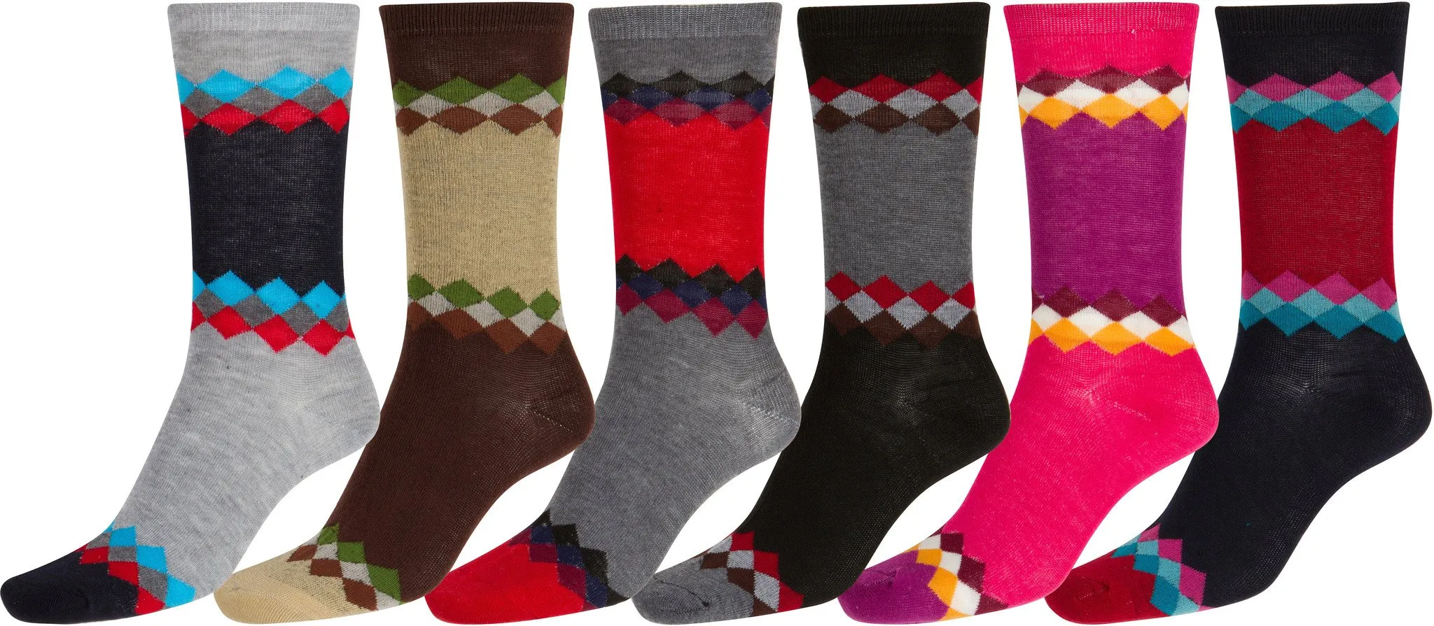 Sakkas Women's Poly Blend Soft and Stretchy Crew Pattern Socks Assorted 6-pack