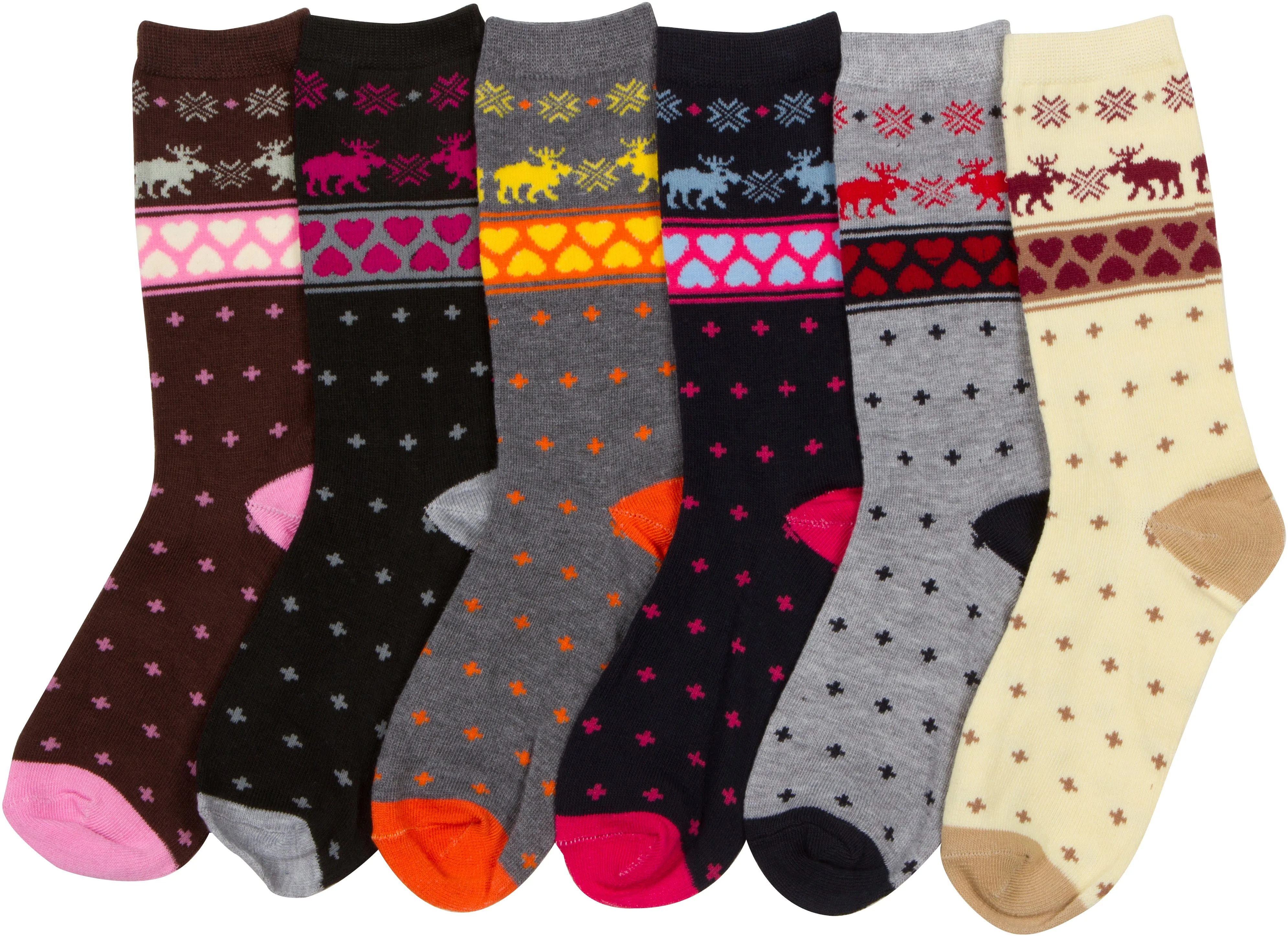 Sakkas Women's Poly Blend Soft and Stretchy Crew Pattern Socks Assorted 6-pack