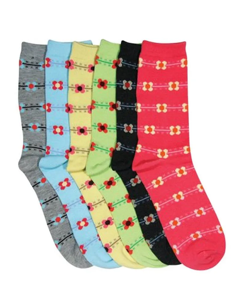 Sakkas Women's Poly Blend Soft and Stretchy Crew Pattern Socks Assorted 6-pack