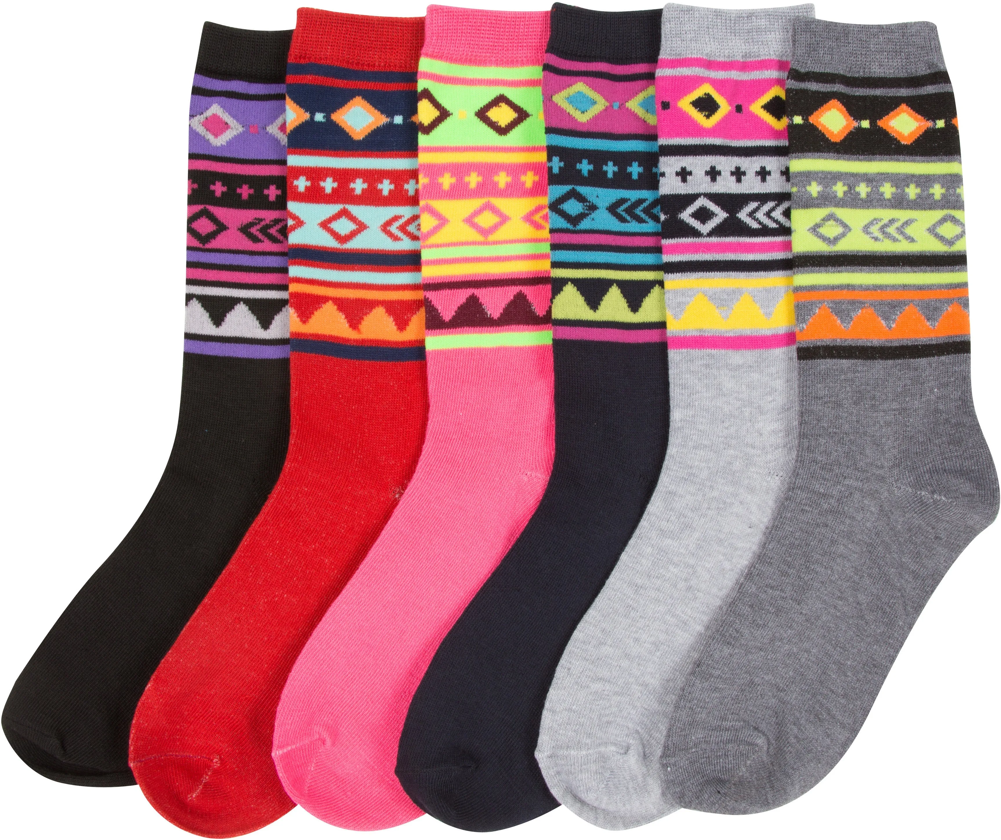 Sakkas Women's Poly Blend Soft and Stretchy Crew Pattern Socks Assorted 6-pack