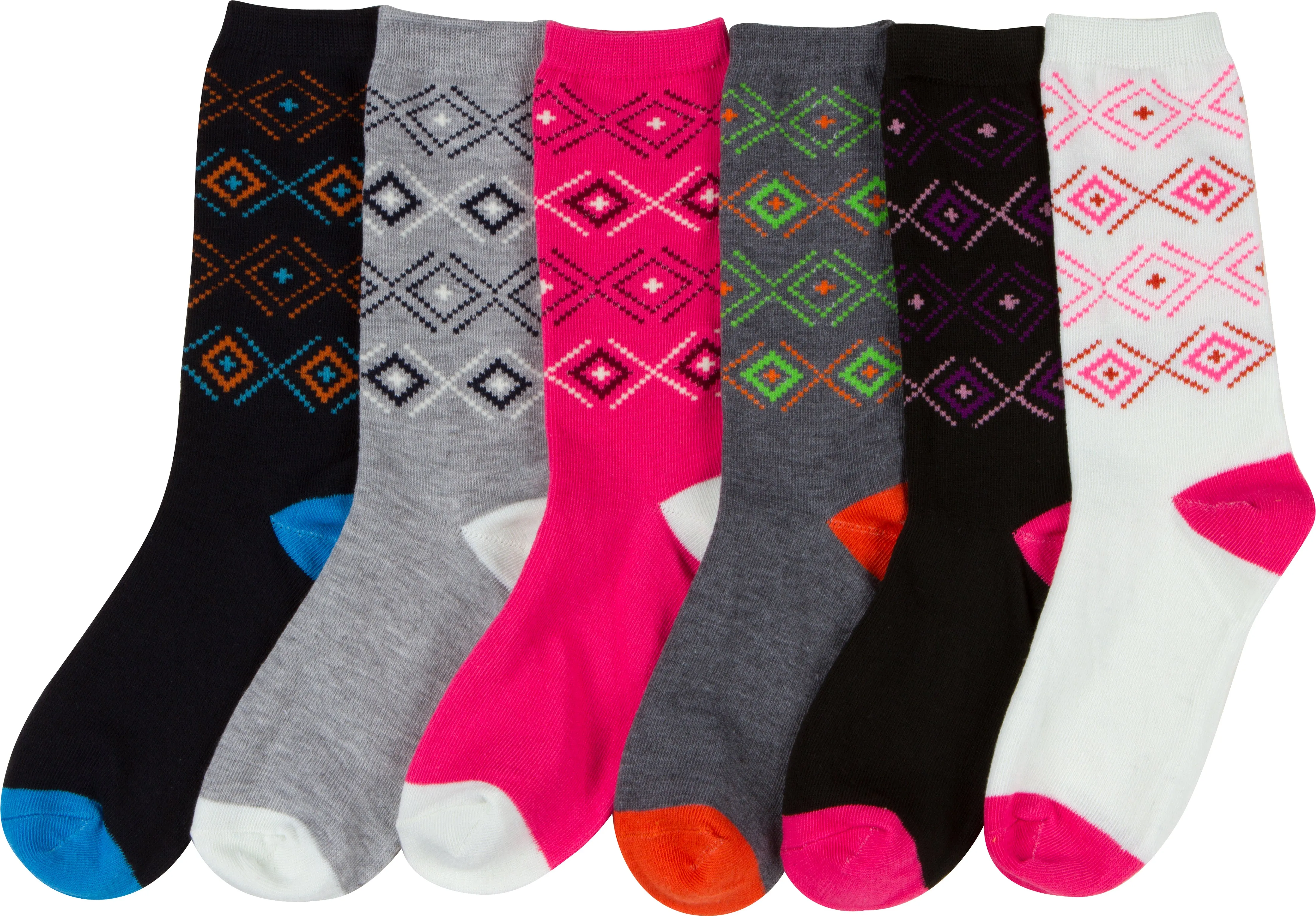 Sakkas Women's Poly Blend Soft and Stretchy Crew Pattern Socks Assorted 6-pack