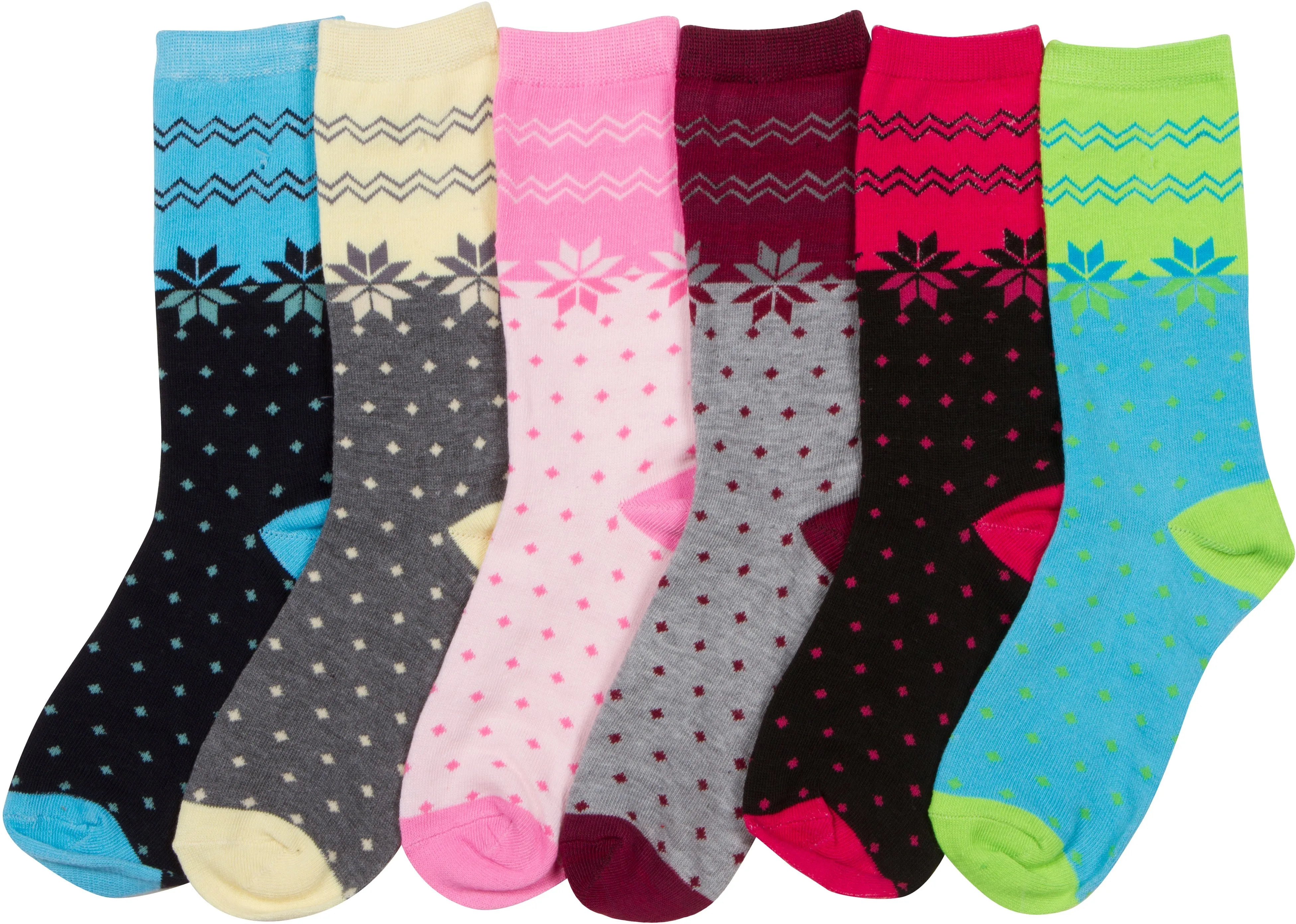 Sakkas Women's Poly Blend Soft and Stretchy Crew Pattern Socks Assorted 6-pack