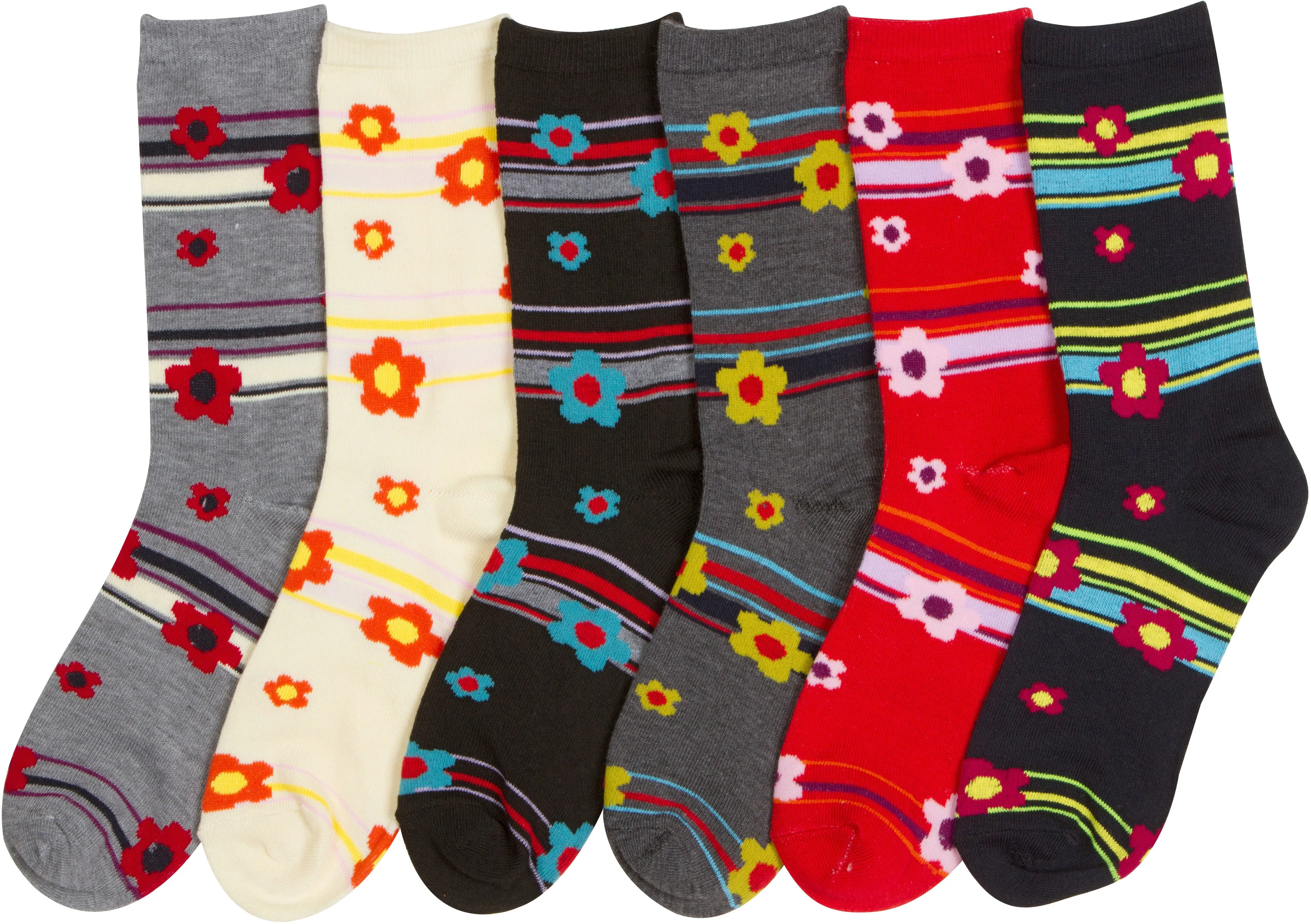 Sakkas Women's Poly Blend Soft and Stretchy Crew Pattern Socks Assorted 6-pack