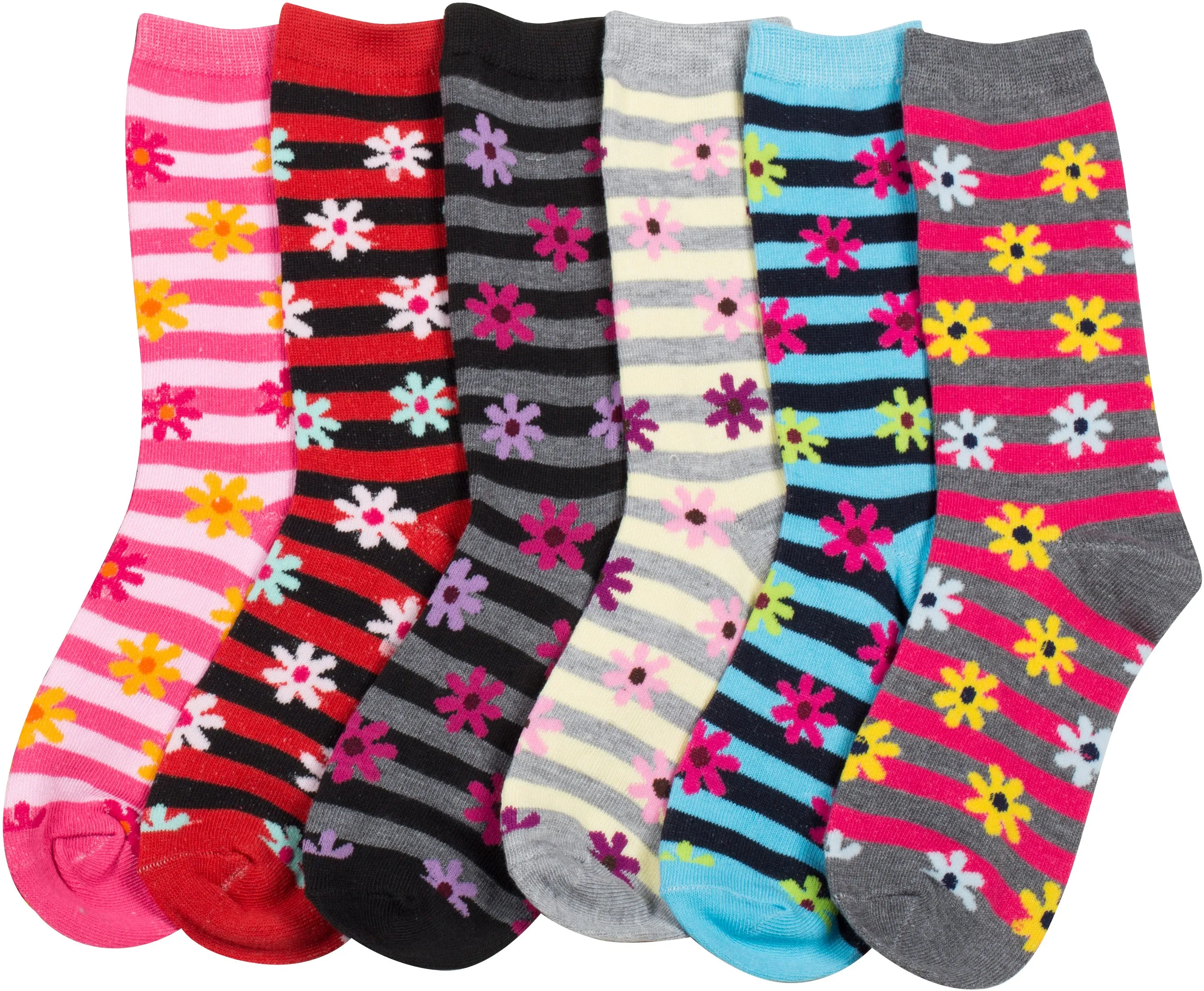 Sakkas Women's Poly Blend Soft and Stretchy Crew Pattern Socks Assorted 6-pack