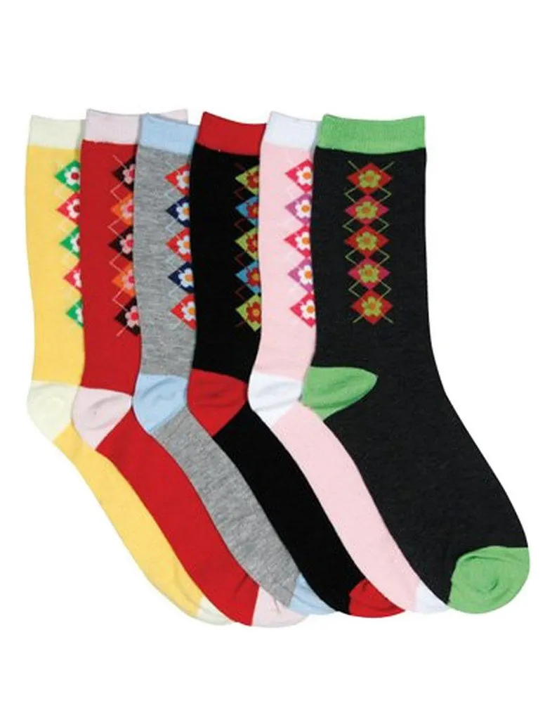 Sakkas Women's Poly Blend Soft and Stretchy Crew Pattern Socks Assorted 6-pack