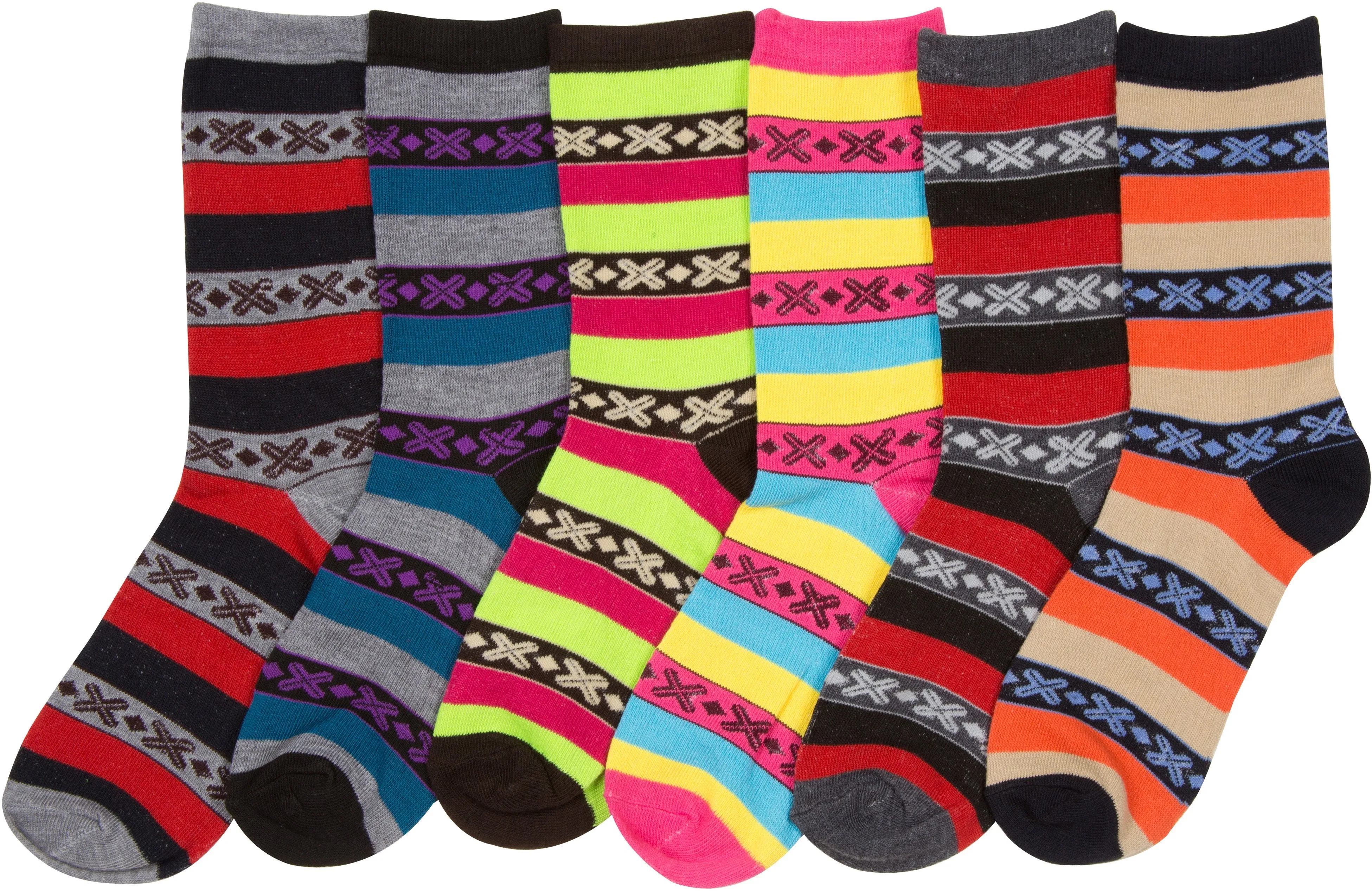 Sakkas Women's Poly Blend Soft and Stretchy Crew Pattern Socks Assorted 6-pack