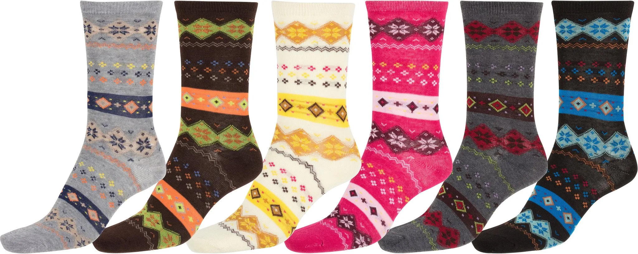 Sakkas Women's Poly Blend Soft and Stretchy Crew Pattern Socks Assorted 6-pack