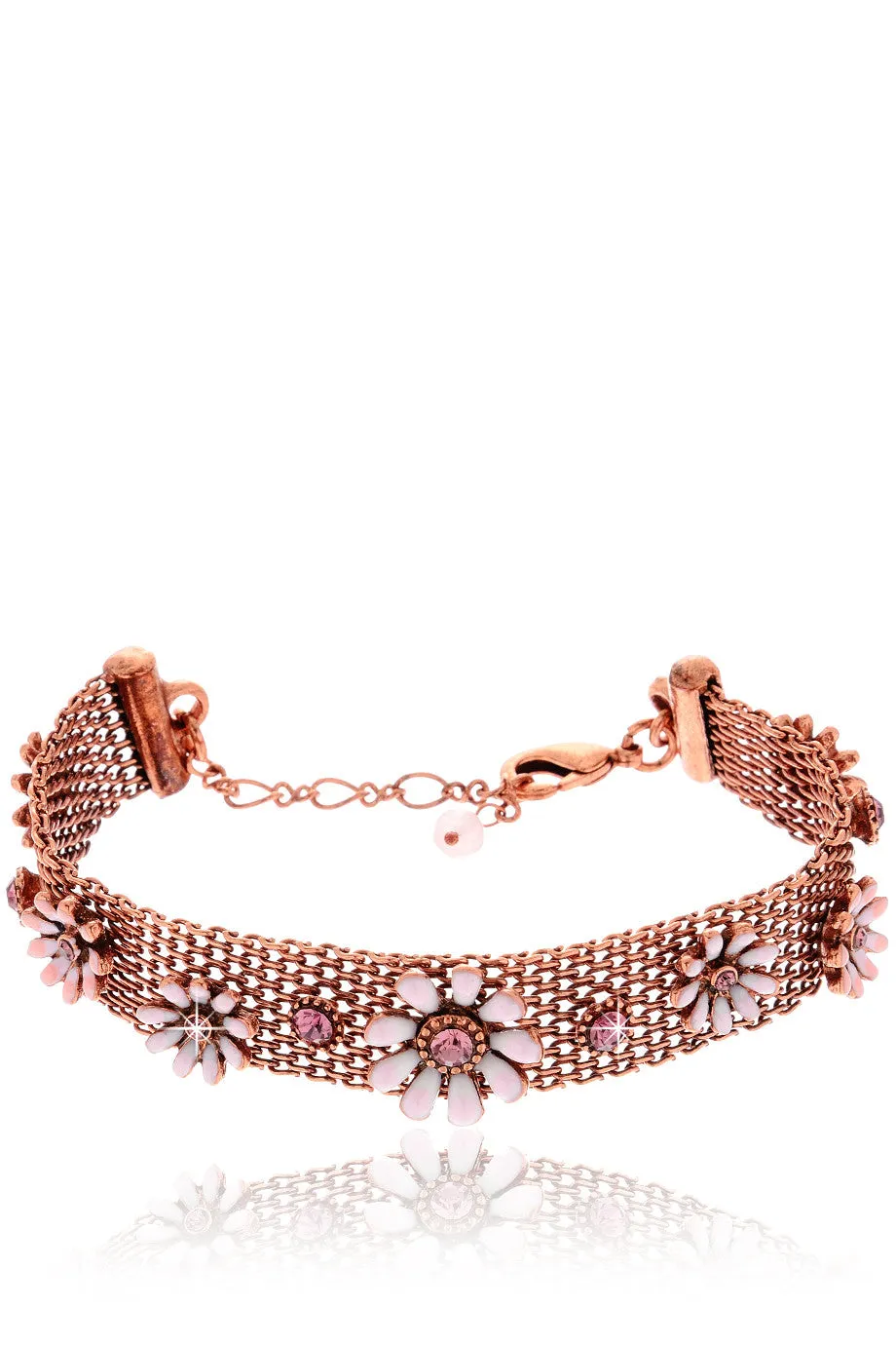 SAKURA Bronze White Flowers Bracelet