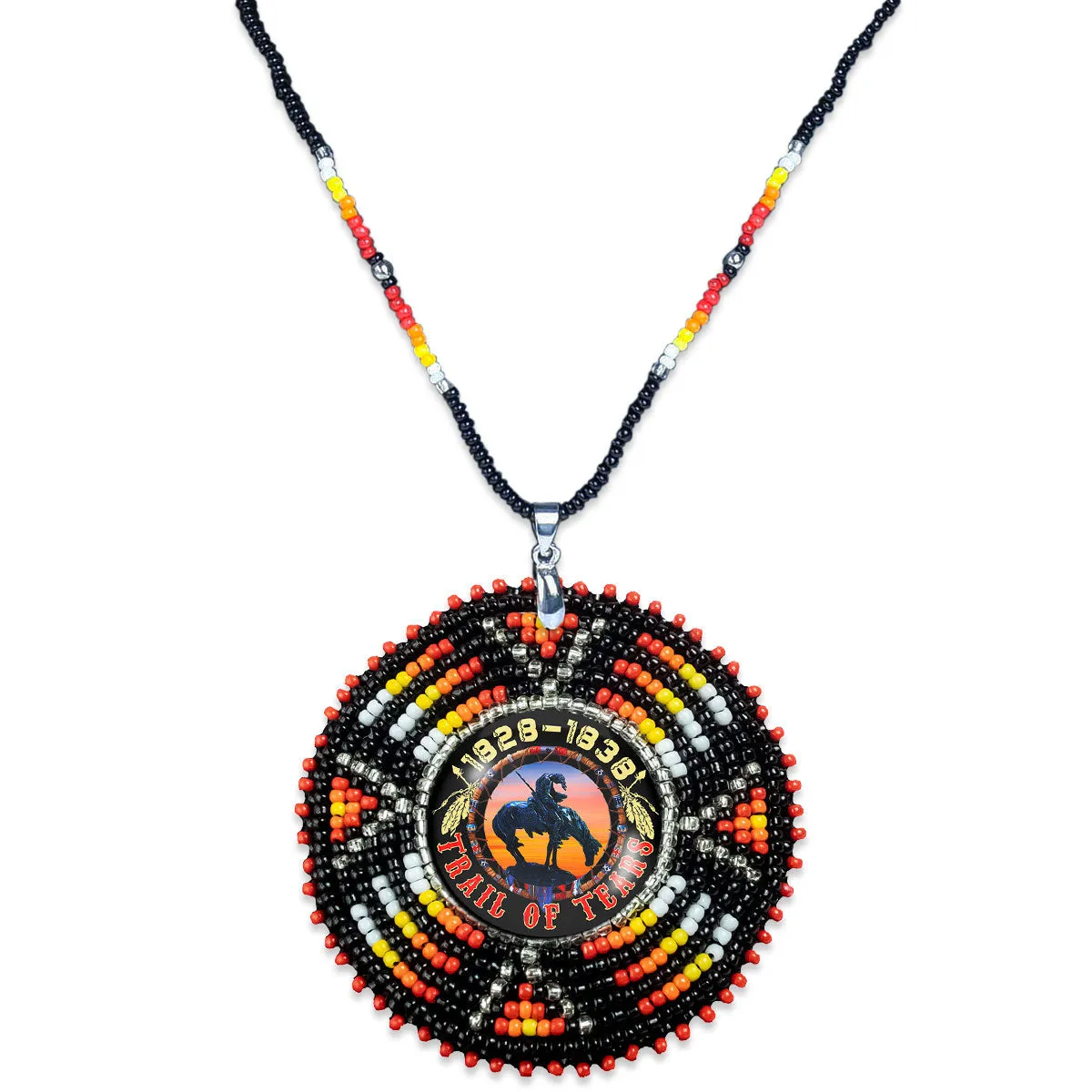 SALE 50% OFF - Trail of Tears Beaded Sunburst Handmade Beaded Wire Necklace PendantUnisex With Native American Style