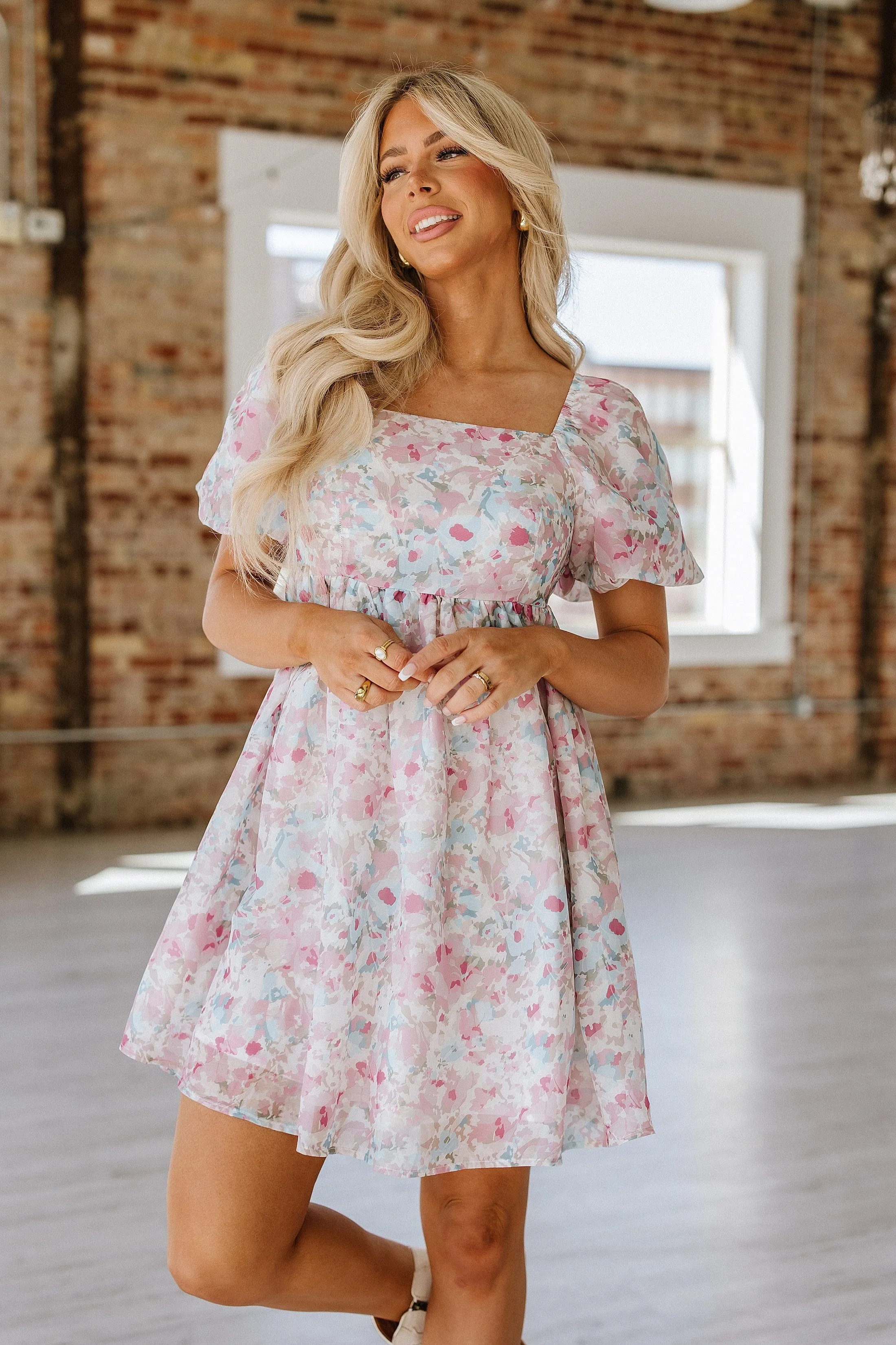 SALE - Ajay Floral Square Neck Mini Dress | S-2XL