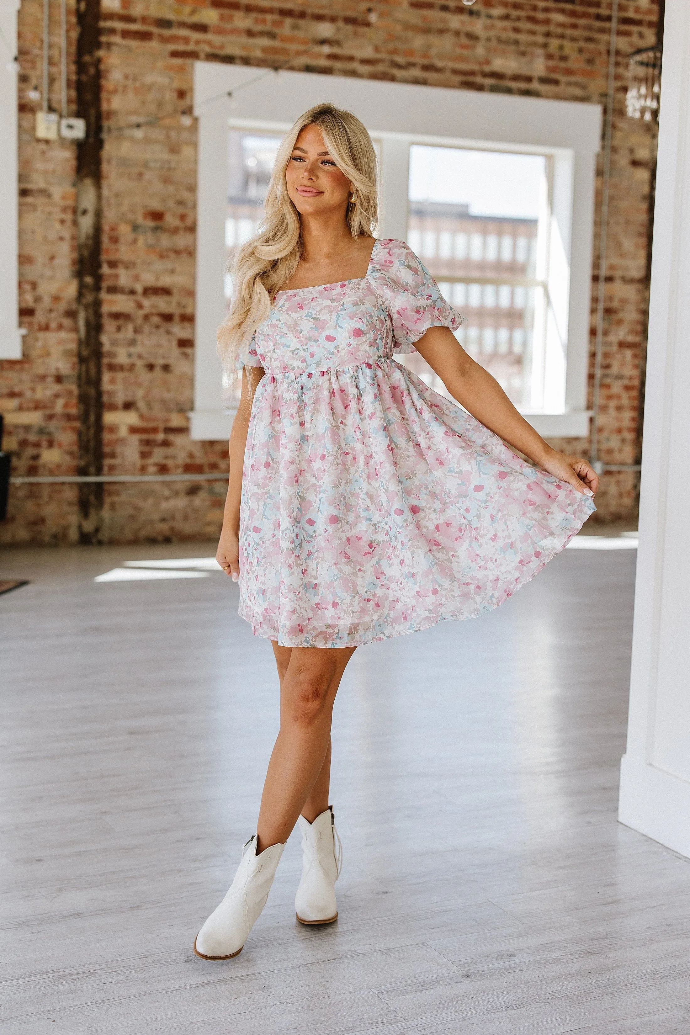 SALE - Ajay Floral Square Neck Mini Dress | S-2XL