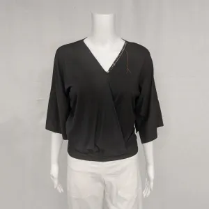 SALE! Asher Top in Black with Taupe Embroidery by Kim Schalk