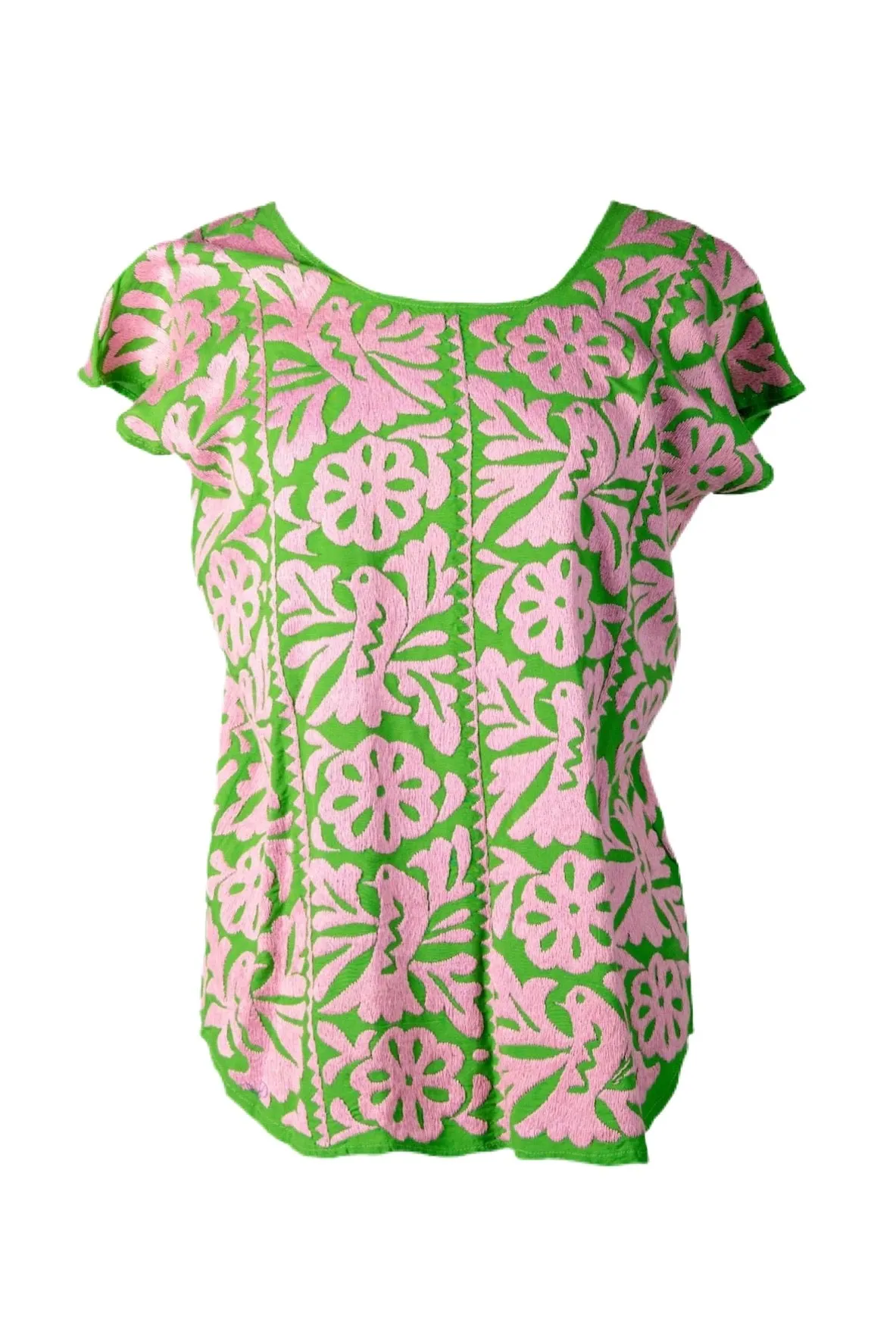 SALE - Doña Rosa Mexican Blouse - Pink and Green