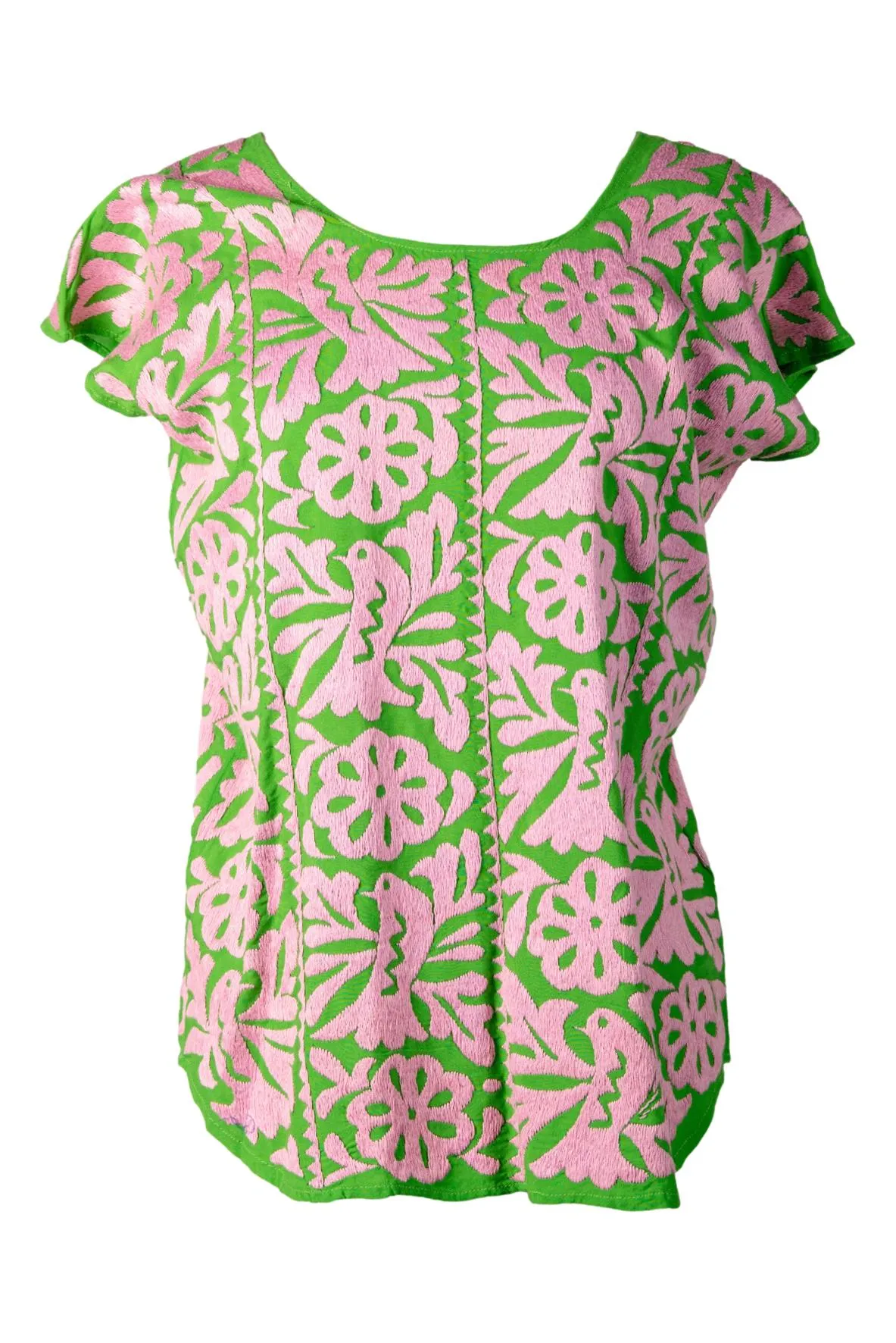 SALE - Doña Rosa Mexican Blouse - Pink and Green