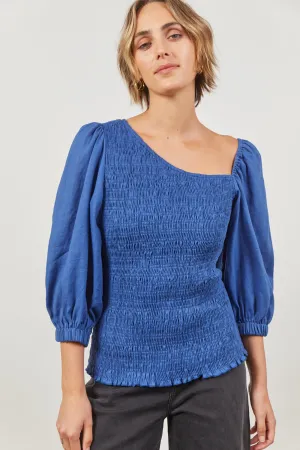 SALE - Panorama Linen Top - Azure Blue