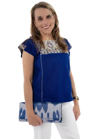 SALE - San Andres Mexican Blouse - Royal Blue