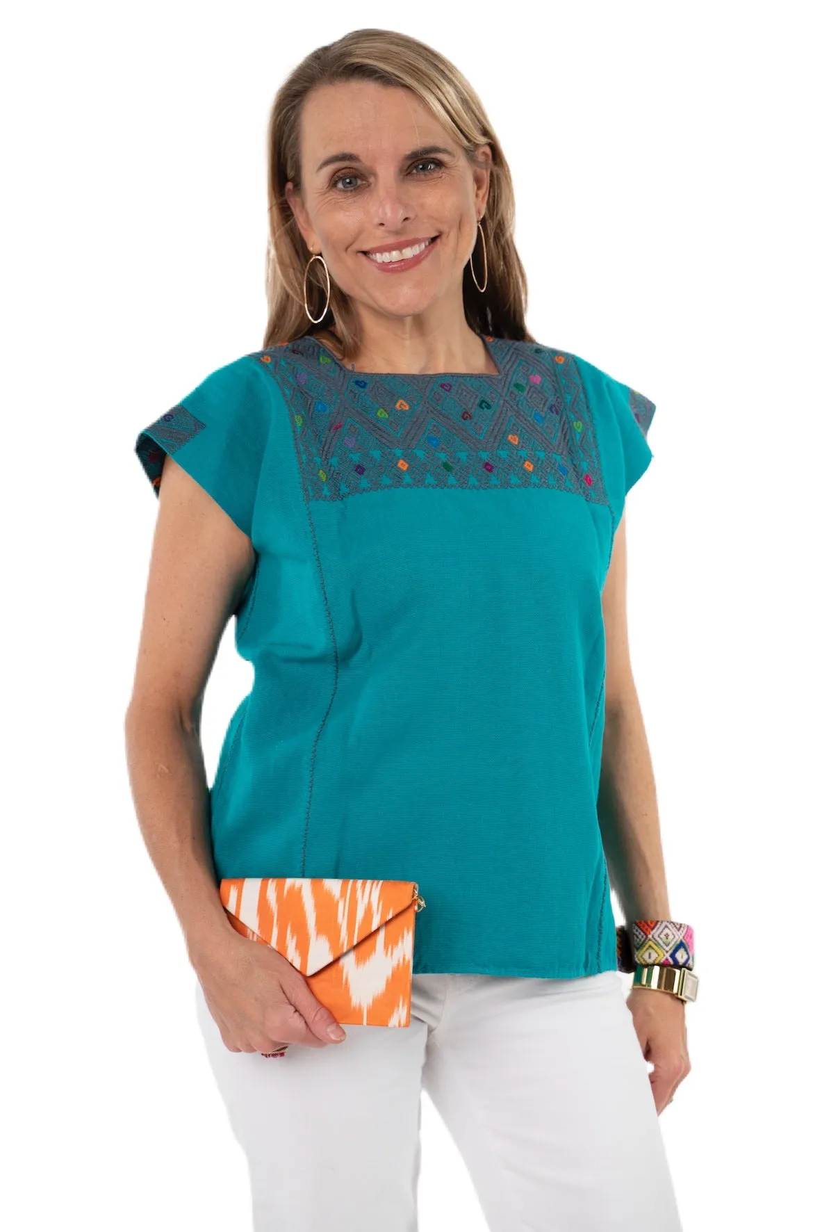 SALE - San Andres Mexican Blouse - Teal