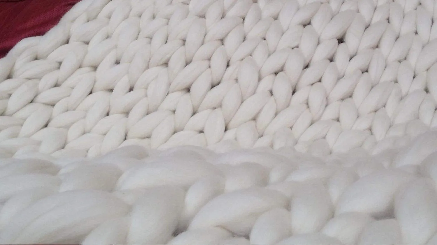 SALE TODAY ONLY!  Chunky Knit Blanket,  Ivory Chunky Knit Wool Blanket 50" x 65" Throw Blanket Giant Knit, Chunky Merino Blanket Ecru White