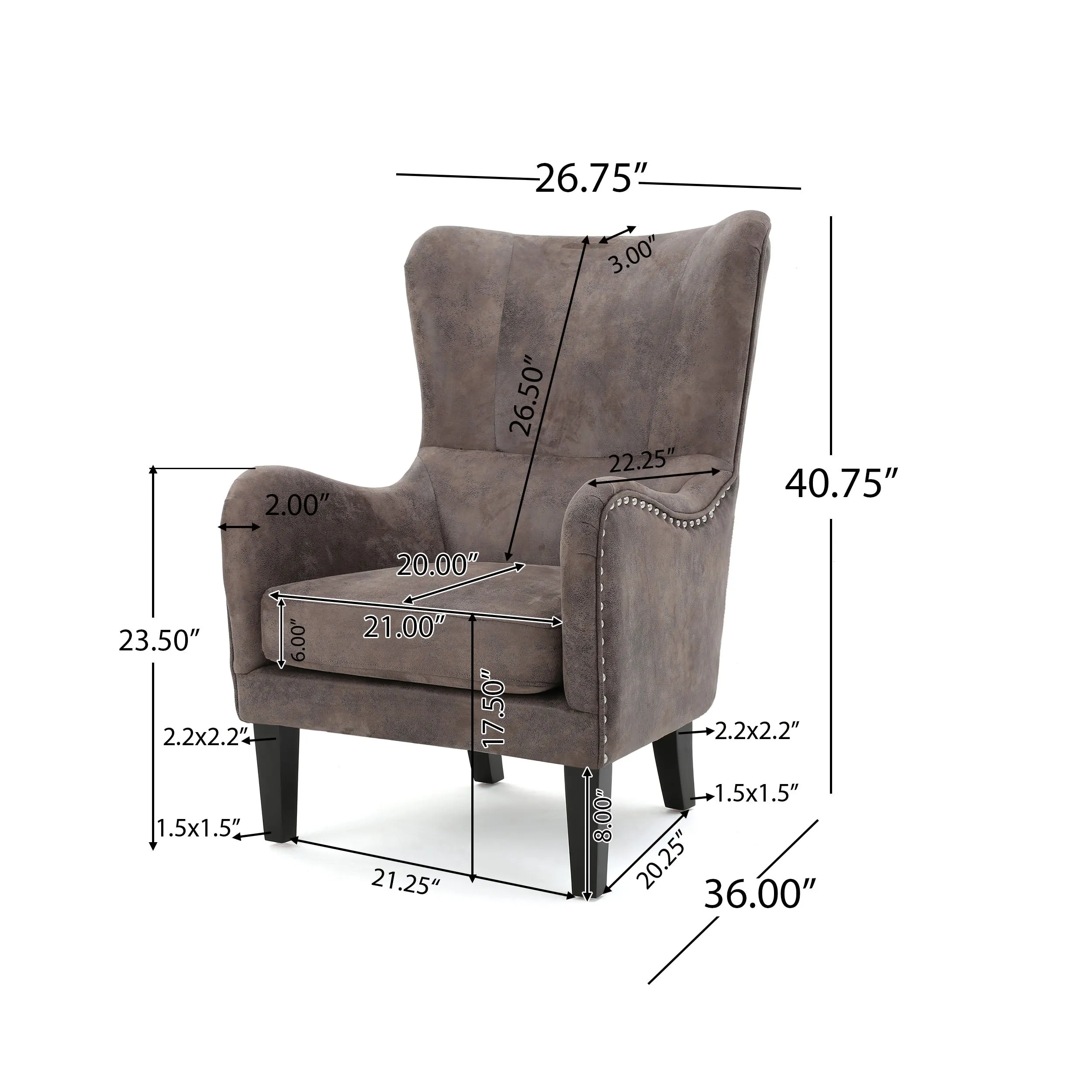 Salerno Microfiber High Back Wingback Club Chair