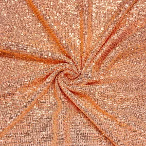 Salmon Pink Sequins & Embrodiery Crushed Power Net Imported Fabric