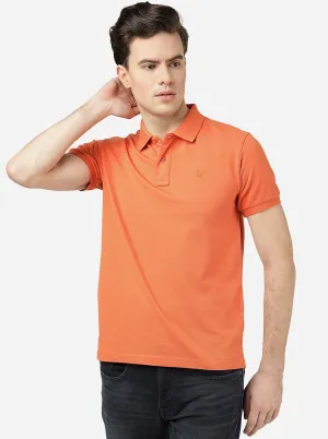 Salmon Solid Slim Fit Polo T-Shirt | Greenfibre