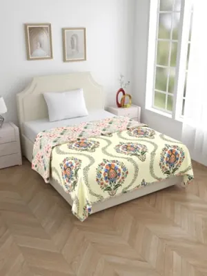 Salona Bichona Floral Cotton Yellow Flannel Single Dohar