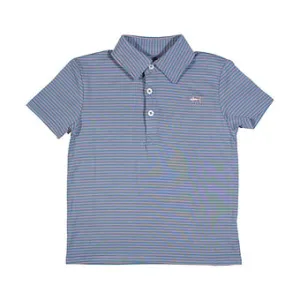 Saltwater Boys Blue w/Pink Stripe Banks Polo