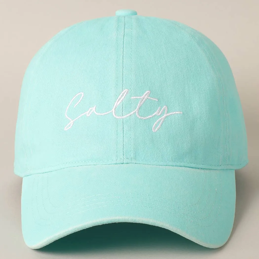 Salty Lettering Embroidery Baseball Cap