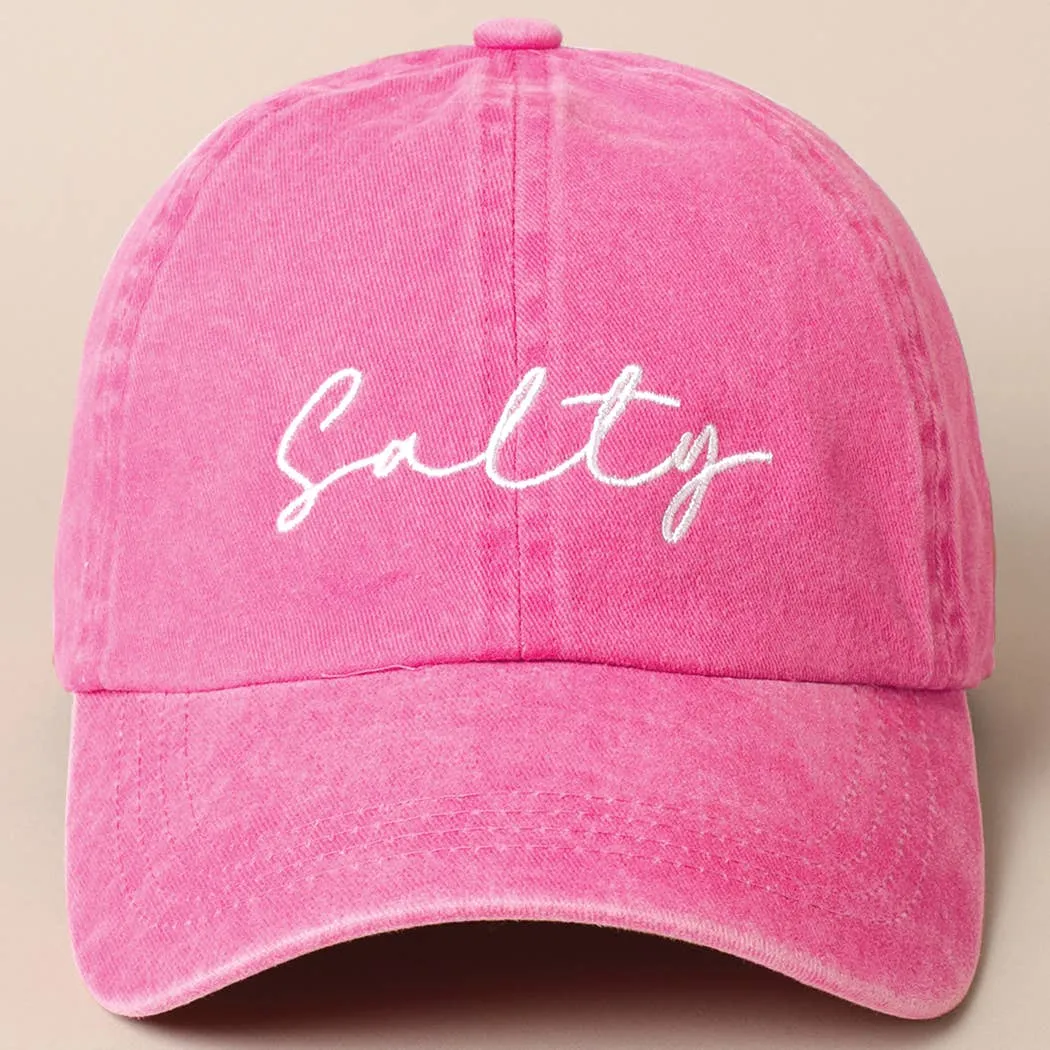 Salty Lettering Embroidery Baseball Cap