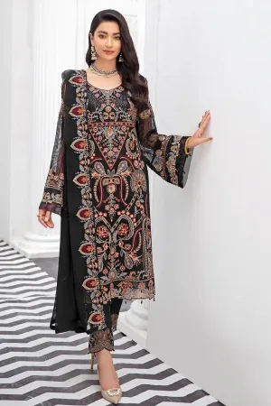 Salwar Suit Set in Black with Intricate Embroidery Detailing