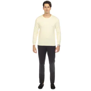 Sam Jacobi Men's Pullover Off-White Knitted Sweater Crewneck Stylish Knitwear Long Sleeve Casual Slim Fit