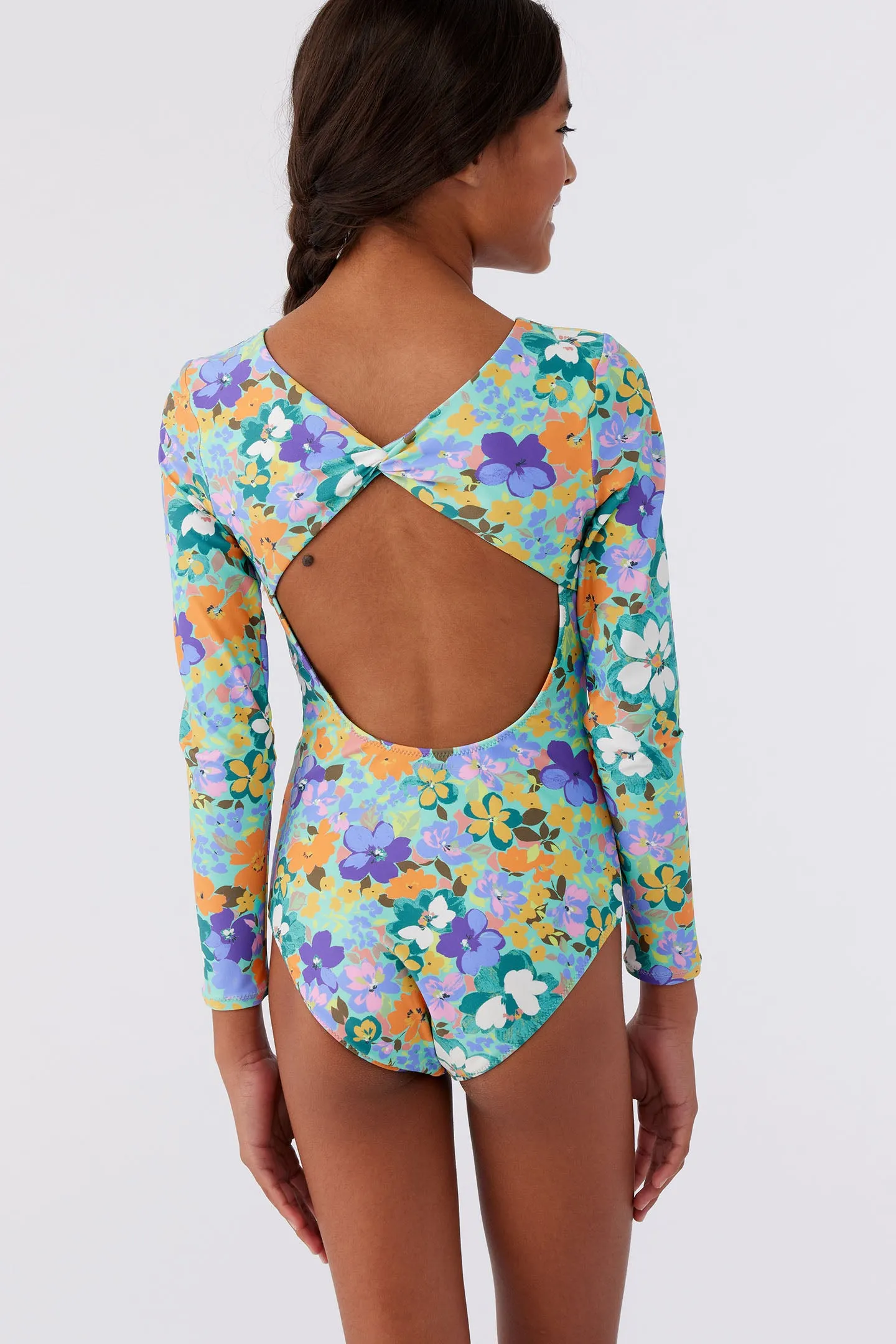 SAMI FLORAL TWIST BACK SURF SUIT