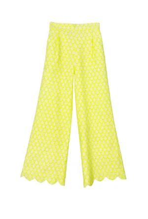 SAMPLE - Buru x Kelly Golightly Scallop Trousers - Citron Jacquard