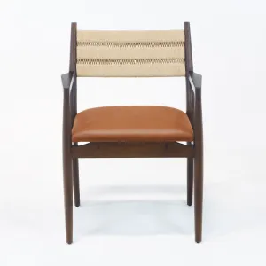 Samsara Dining Chair With Rope Backrest With Tan Leather Seat