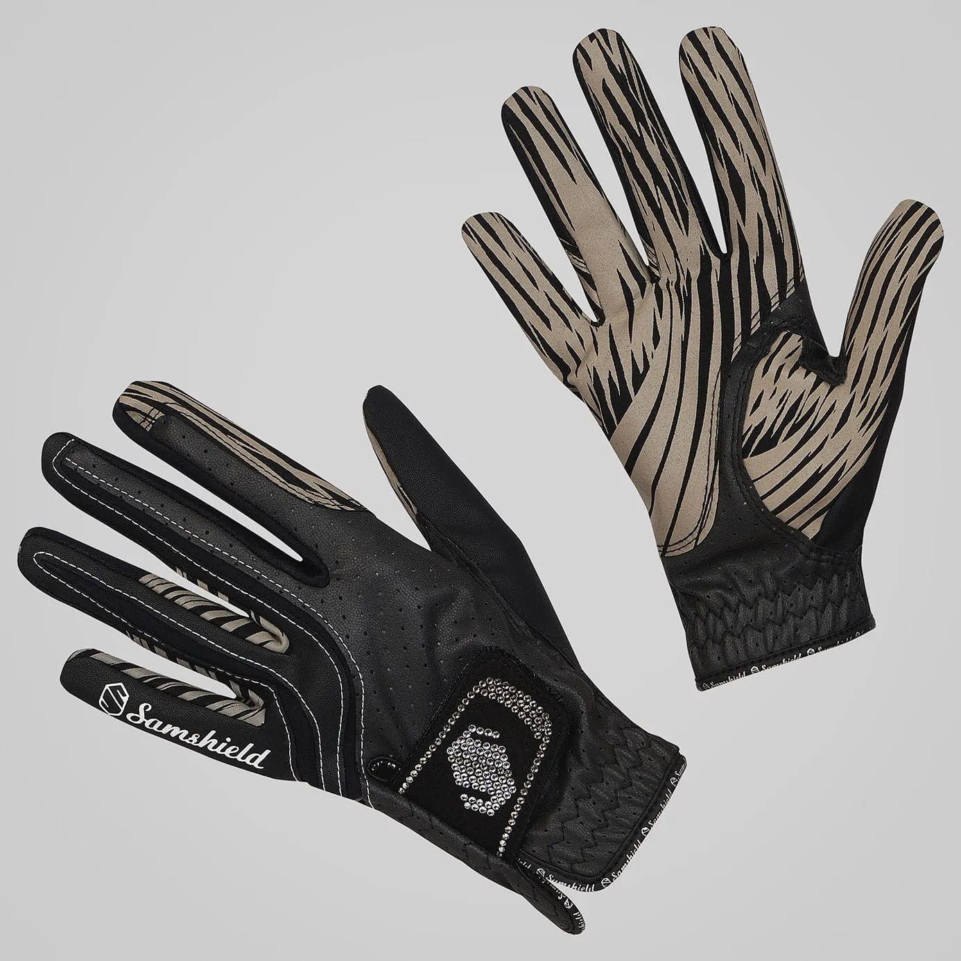 Samshield V-Skin Swarovski Crystal Riding Gloves - Black/Clear and Black