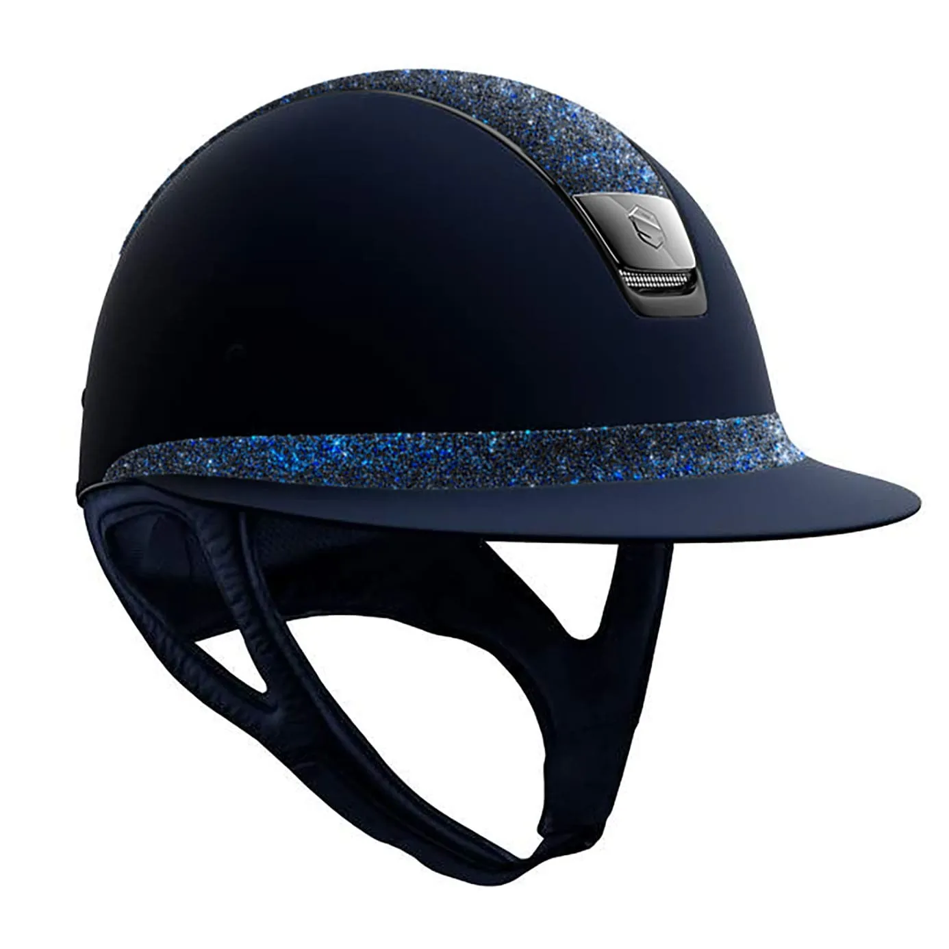 Samshield V1 Miss Shield Navy Shadowmatt Riding Hat with Bermuda Blue Crystal Fabric