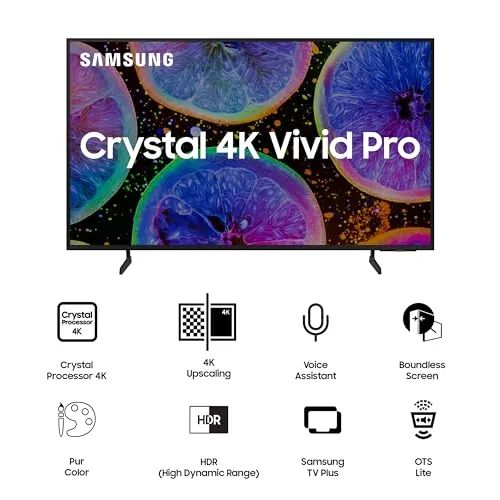 Samsung 108 cm (43 inches) D Series Crystal 4K Vivid Pro Ultra HD Smart LED TV UA43DUE77AKLXL (Black)