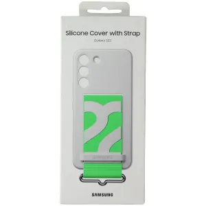 SAMSUNG Silicone Cover with Strap for Samsung Galaxy S22 - White / Green