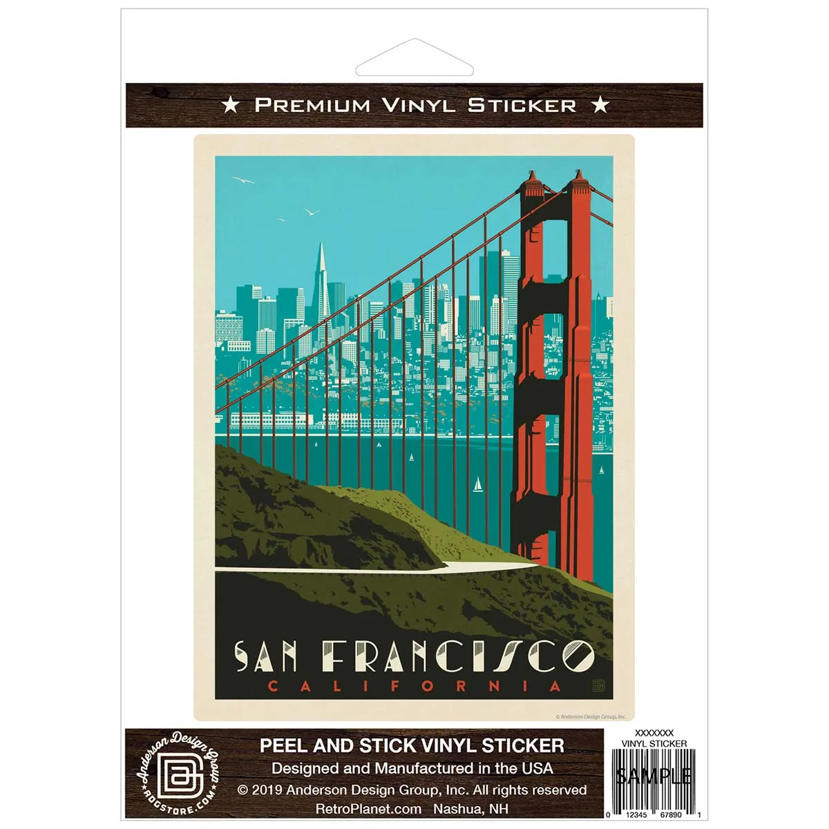 San Francisco California Golden Gate Skyline Vinyl Sticker