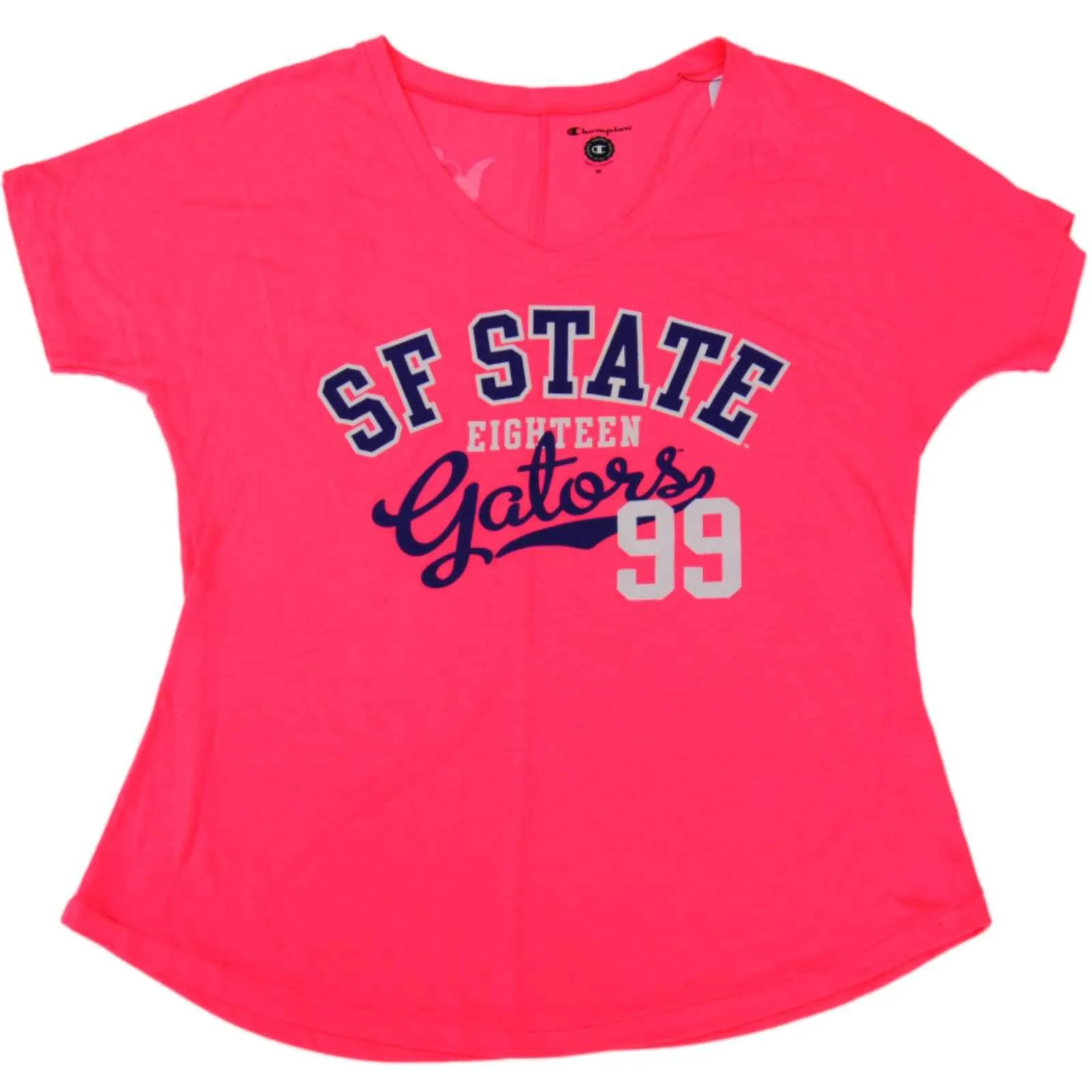 San Francisco State Gators Champion Women Pink Short Sleeve V-Neck T-Shirt (M)