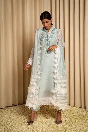 Sanam Chaudhri - Light Blue Organza Embroidered 3 Piece