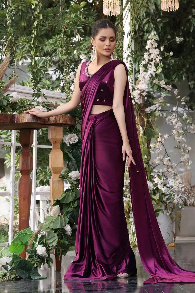 Sanas - Lorex Boti Embroidered Velvet Luxury Saree - ZEENAT - SR202215