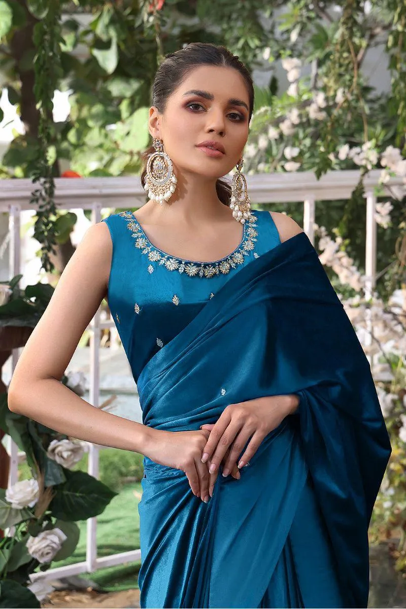 Sanas - Lorex Boti Embroidered Velvet Luxury Saree - ZEENAT - SR202215